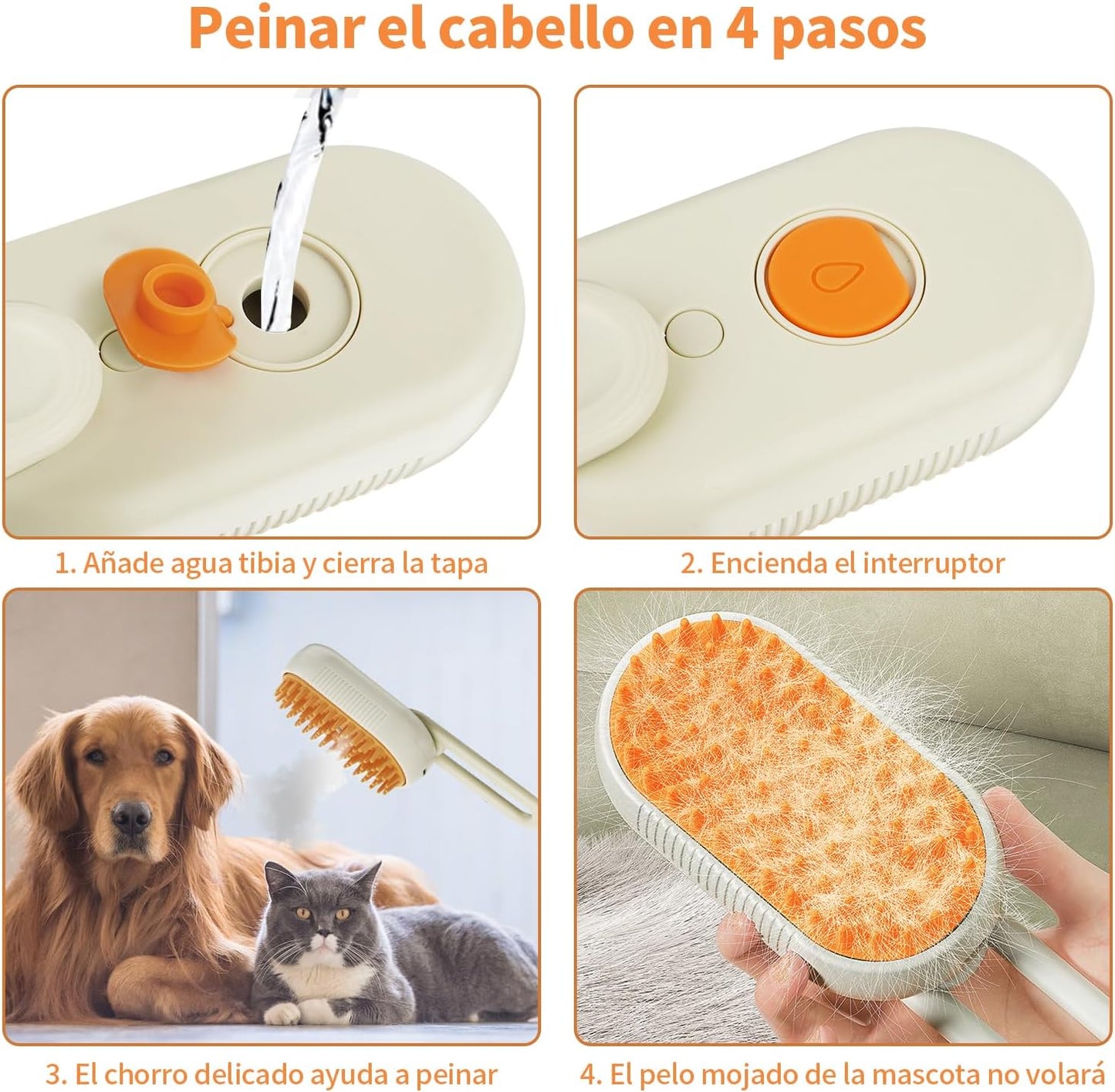 Cepillo vaporizador para mascotas